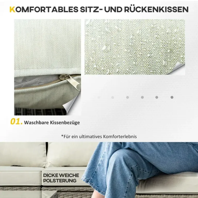 Loungegrupp i Konstrotting 3 Delar Modulär Utemöbel