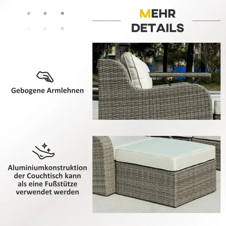 Loungegrupp i Konstrotting 3 Delar Modulär Utemöbel