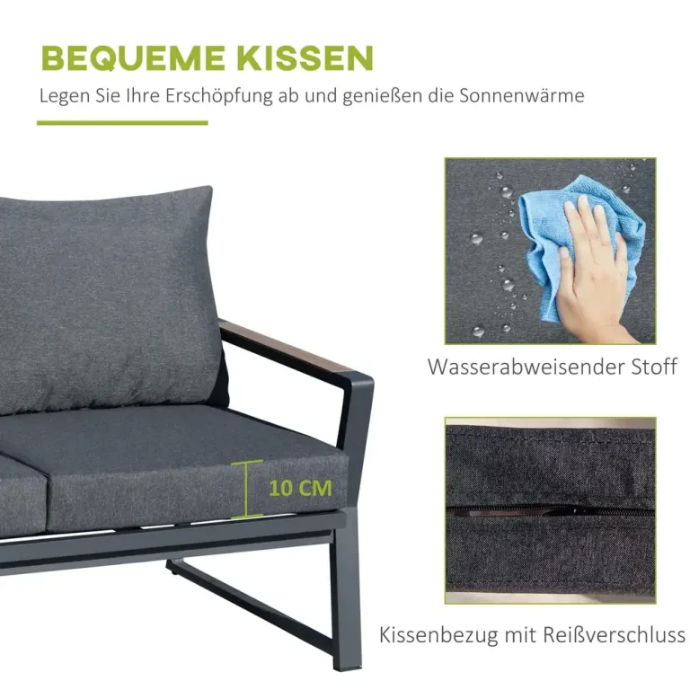Loungegrupp i Konstrotting 4 Personer Utemöbel med Soffa