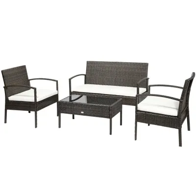Loungegrupp i Konstrotting 4 Personer Utemöbel med Soffa