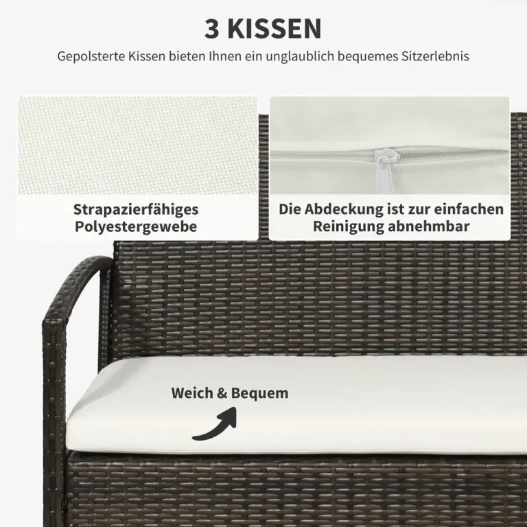 Loungegrupp i Konstrotting 4 Personer Utemöbel med Soffa