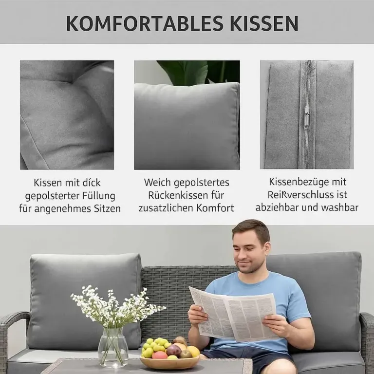 Loungegrupp i Konstrotting 5 Personer Rymlig Hörnsoffa