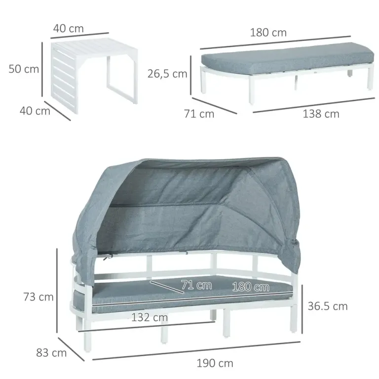 Loungegrupp med Soltak 5 Personer Modulär 190 x 81 x 73 cm