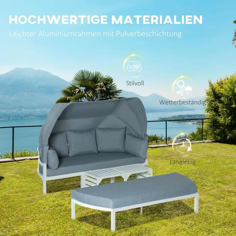 Loungegrupp med Soltak 5 Personer Modulär 190 x 81 x 73 cm