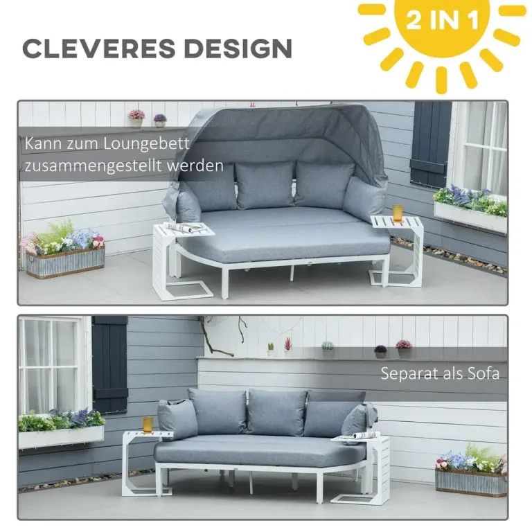 Loungegrupp med Soltak 5 Personer Modulär 190 x 81 x 73 cm