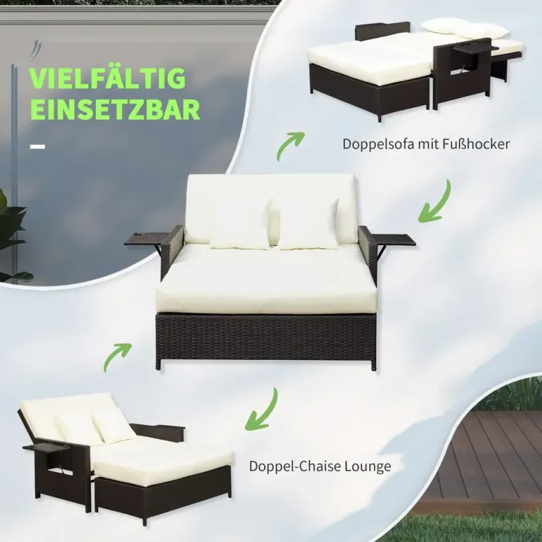 Loungesoffa Konstrotting med Fotpall och Dynor 2-Sits
