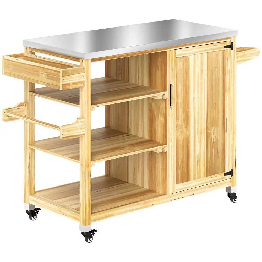 Grillvagn Serveringsvagn med Arbetsyta 134,5 x 50 x 91,5 Cm