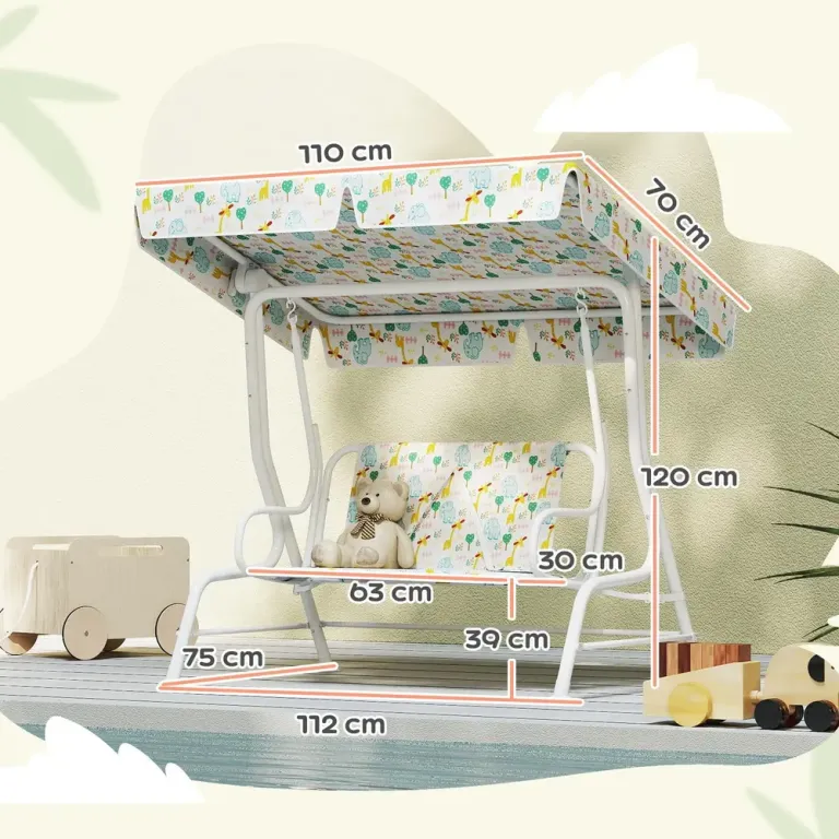 Barnhammock 2-Sits med Soltak, Vit