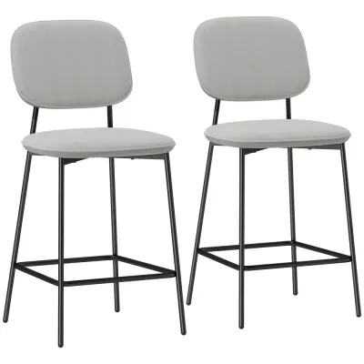 Barstolar 2-Pack med Fotstöd 45 x 49 x 102 cm, Ljusgrå