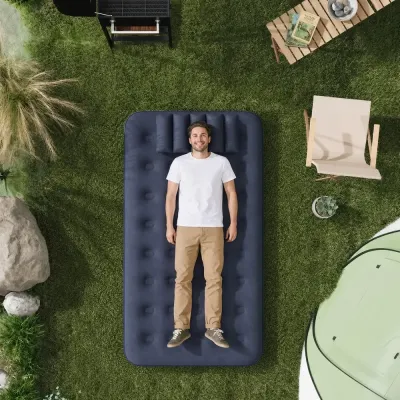Luftbädd Luftmadrass Blå och Gäster Camping Personer Kudde