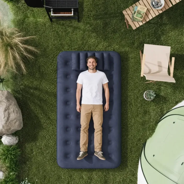 Luftbädd Luftmadrass Blå och Gäster Camping Personer Kudde