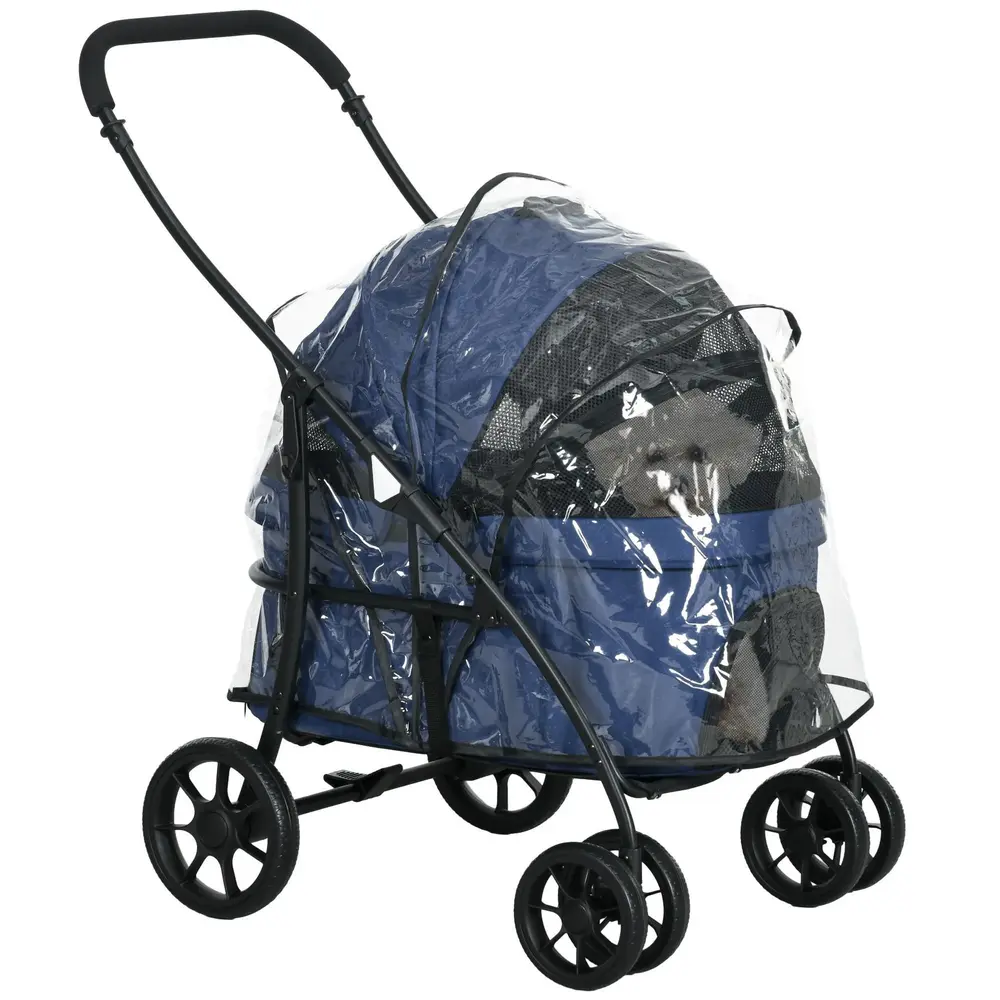 Hundvagn 2-i-1 Vagn Mörkblå av Tyg 81 x 68 x 98,5 Cm