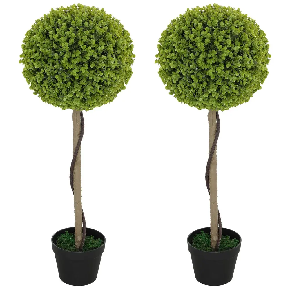 Konstgjord Växt Eukalyptus Set 2 Krukväxter Grön 90 Cm