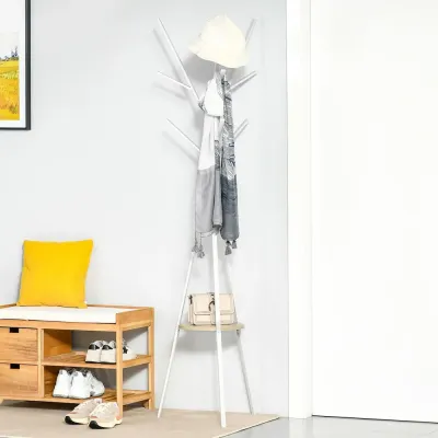 Klädhängare Stående Vit Metall Praktisk 45 x 45 x 180 cm
