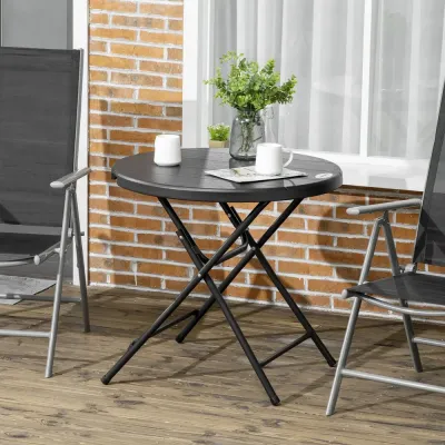 Runt Hopfällbart Trädgårdsbord Praktiskt Matbord i 80 cm