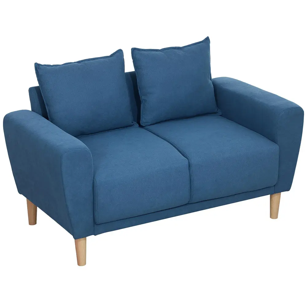 Soffa Loveseat 2-Sits Liten Soffa Blå av 133 x 73 x 81 Cm