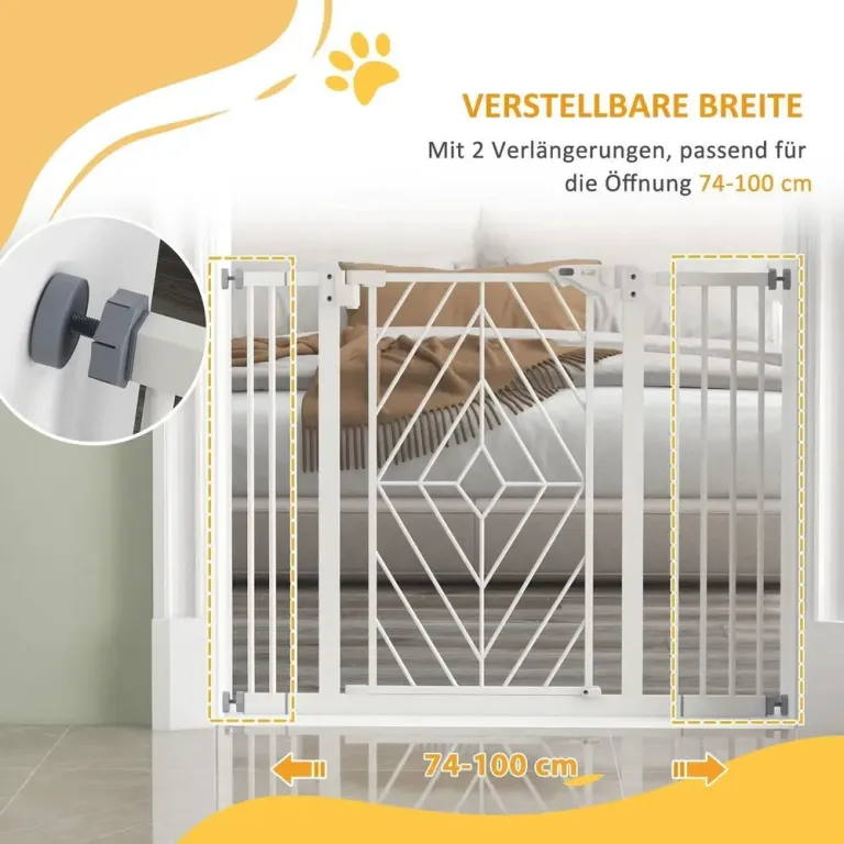 Hundgrind 76 cm Hög med Dörr, Vit