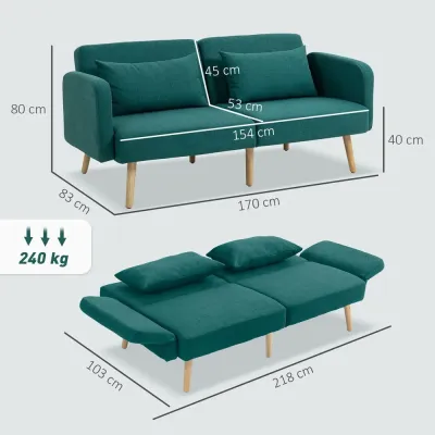 Bäddsoffa och Soffa med Bäddfunktion Samt 2 Kuddar 3-Sits