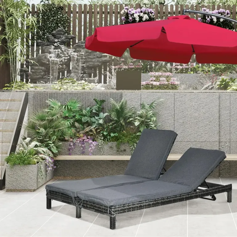 Dubbel Solsäng Trädgårdssäng Konstrotting 196x120 cm Grå