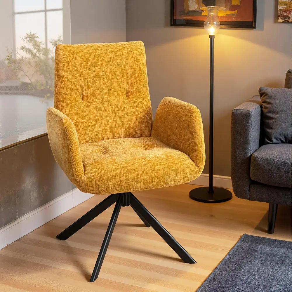 Klädd Fåtölj Accentstol Modern Design Vridbar upp till