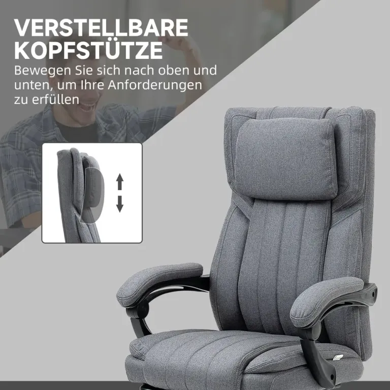 Massage Kontorsstol med Fotstöd Grå Massagefunktion Fällbar