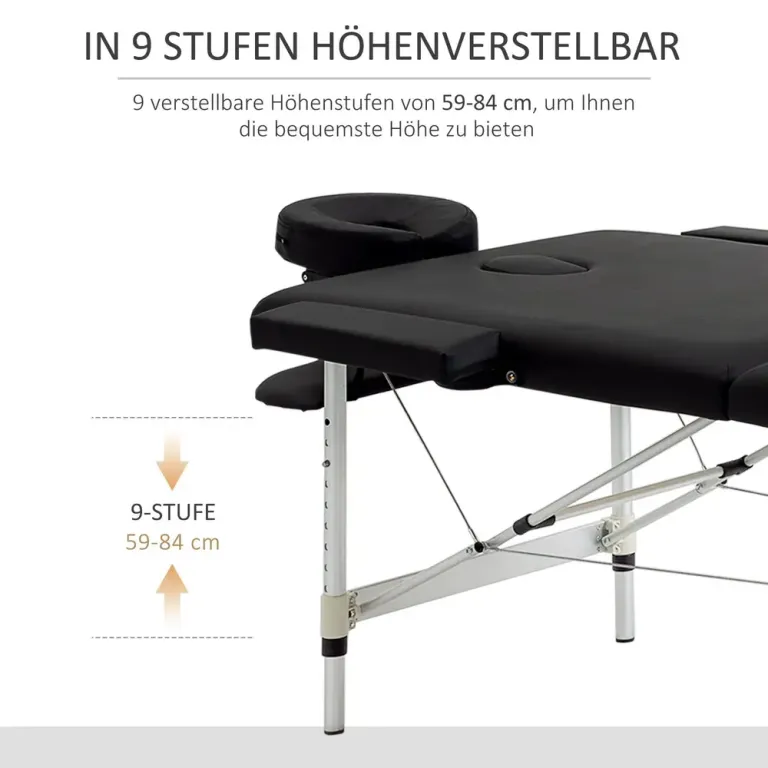 Massagebänk 2-zoners Hopfällbar 90 Cm Bärbar Aluminium