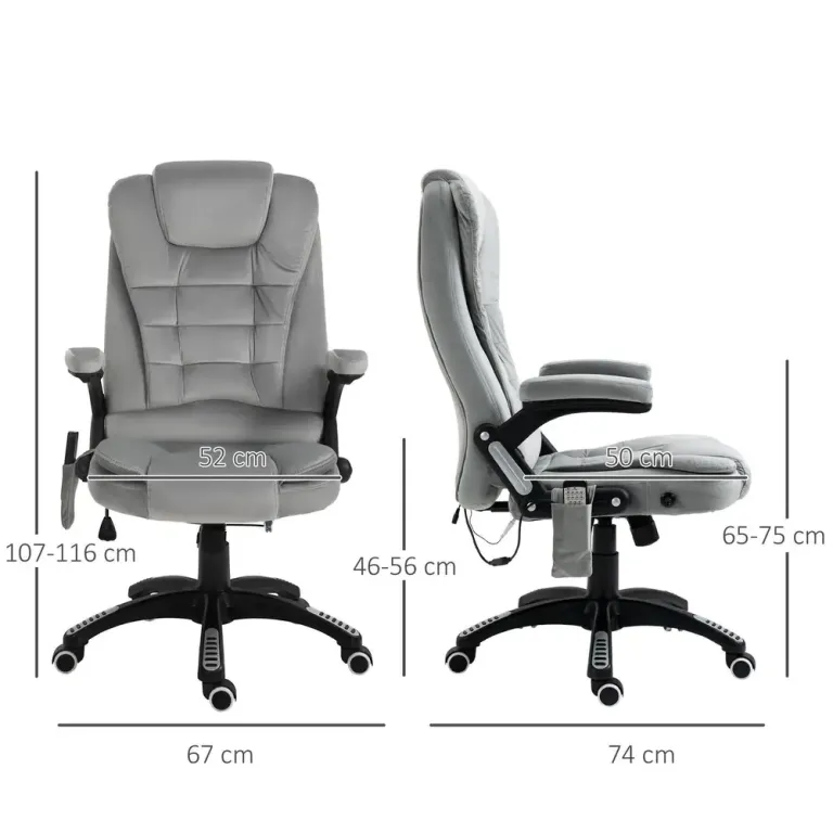 Massagekontorsstol Ergonomisk Höj- och Sänkbar PU-Hjul Värmefunktion