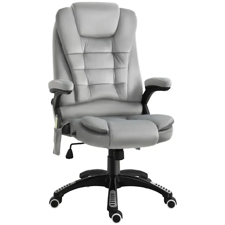 Massagekontorsstol Ergonomisk Höj- och Sänkbar PU-Hjul Värmefunktion