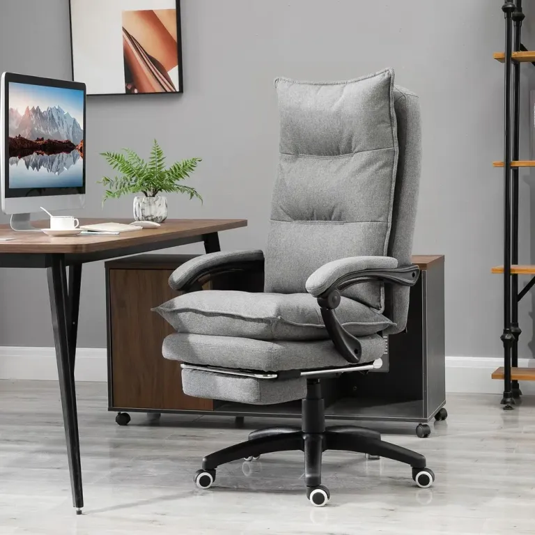 Massagekontorsstol Ergonomisk med Infällbart Fotstöd Massagefunktion