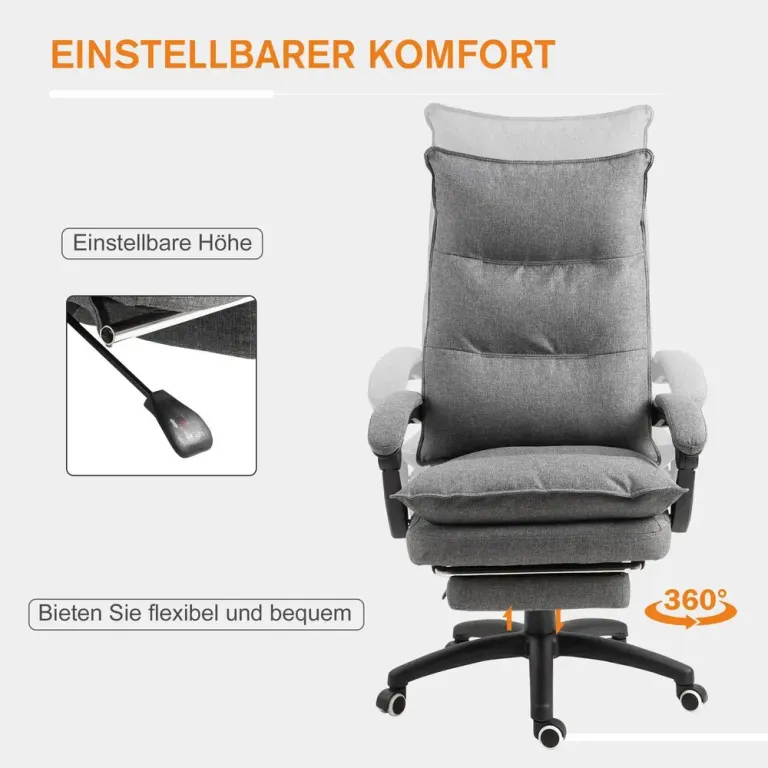 Massagekontorsstol Ergonomisk med Infällbart Fotstöd Massagefunktion