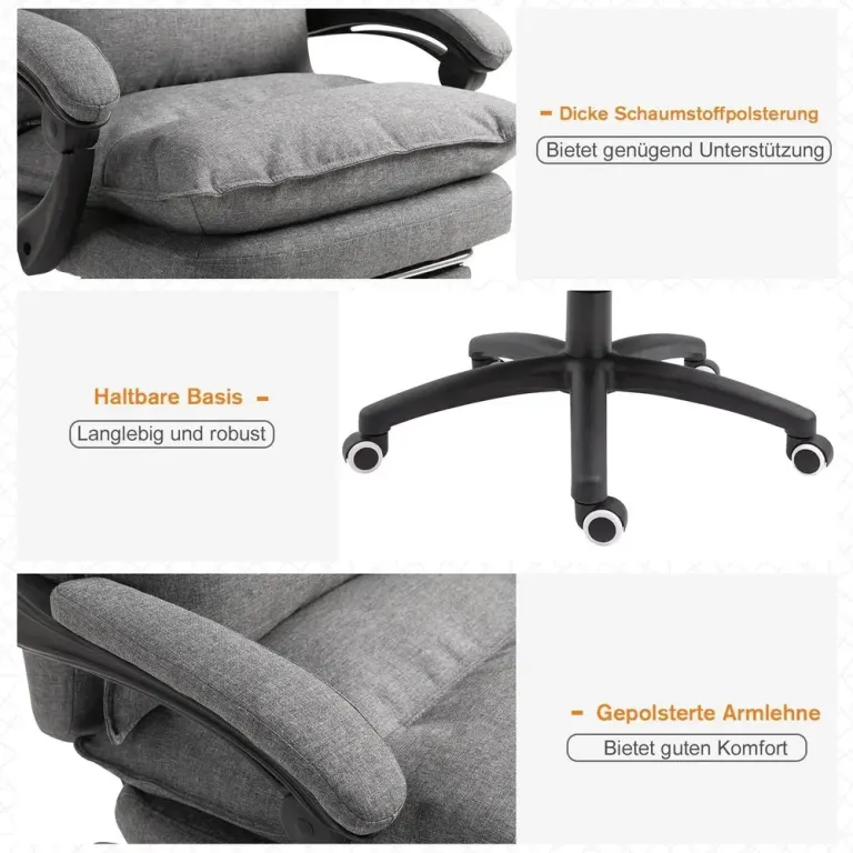Massagekontorsstol Ergonomisk med Infällbart Fotstöd Massagefunktion