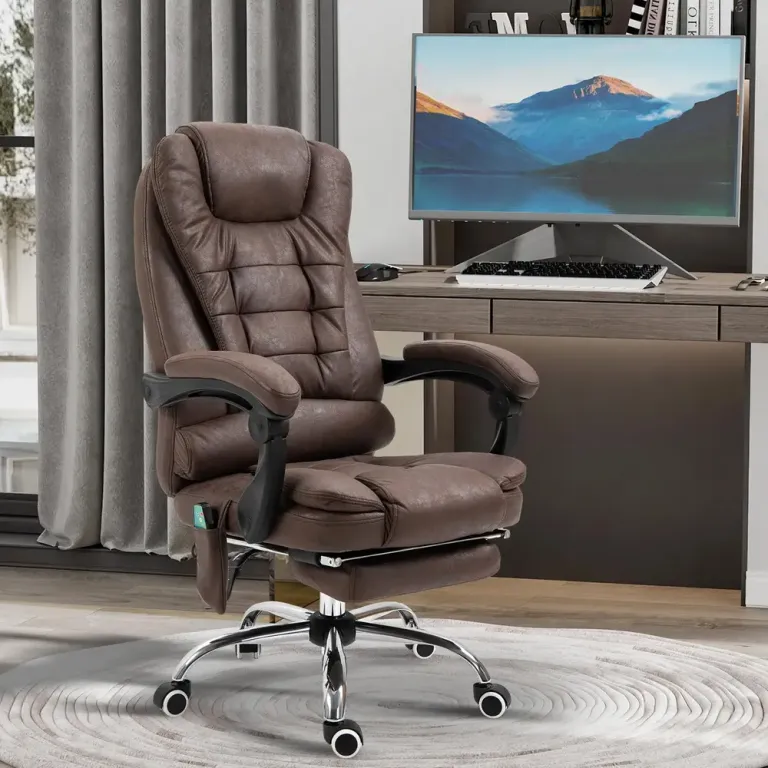 Massagekontorsstol med Ligg- och Värmefunktion Vridbar Ergonomisk