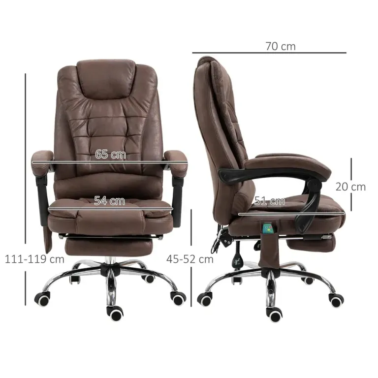 Massagekontorsstol med Ligg- och Värmefunktion Vridbar Ergonomisk