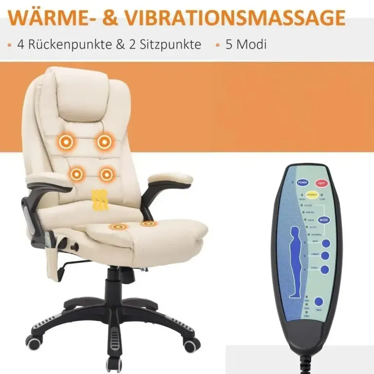 Ergonomisk Kontorsstol med 6-Punkts Massage Svart Massagekontorsstol