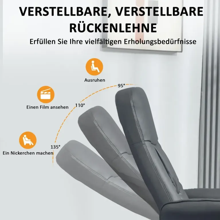 Massagestol med Fotpall 10 Relax Fåtölj Massagefunktion Mörkgrå