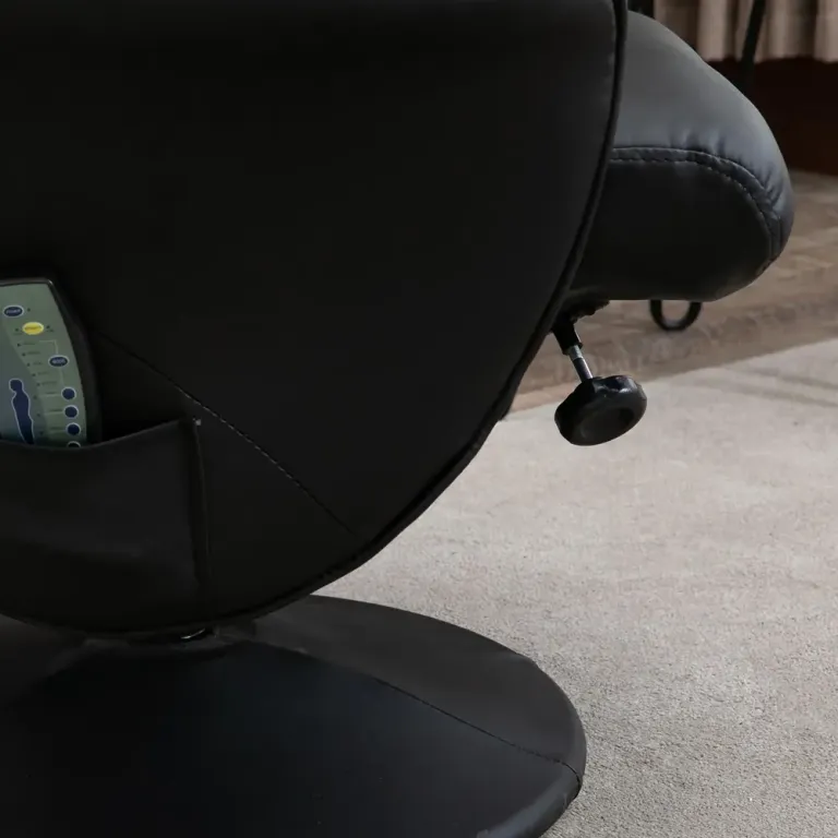 Massagestol med Pall och Förvaring Relax Fåtölj Fotpall Läder