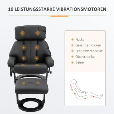 Massagestol med Pall TV-Fåtölj i Avslappningsfåtölj Roterbar Läder