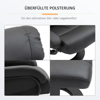Massagestol med Pall TV-Fåtölj i Avslappningsfåtölj Roterbar Läder