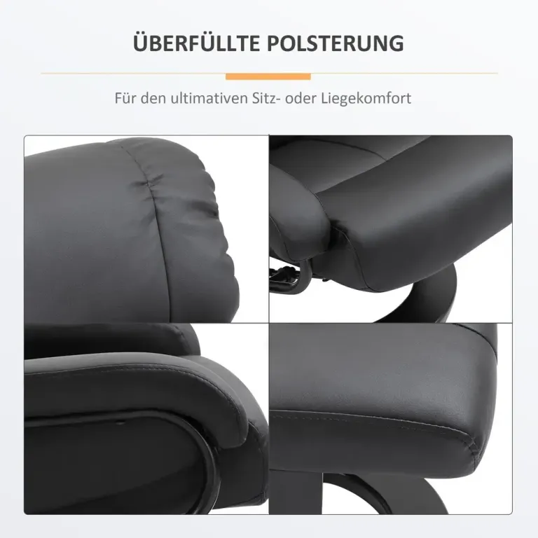 Massagestol med Pall TV-Fåtölj i Avslappningsfåtölj Roterbar Läder