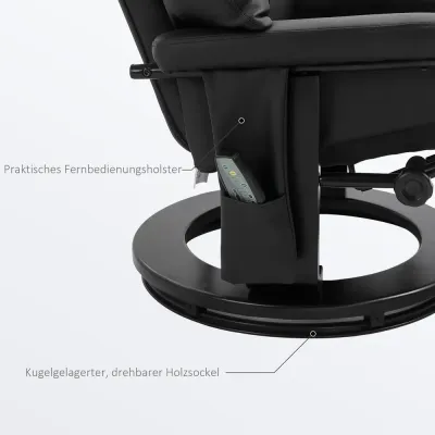 Massagestol med Pall TV-Fåtölj i Avslappningsfåtölj Roterbar Läder