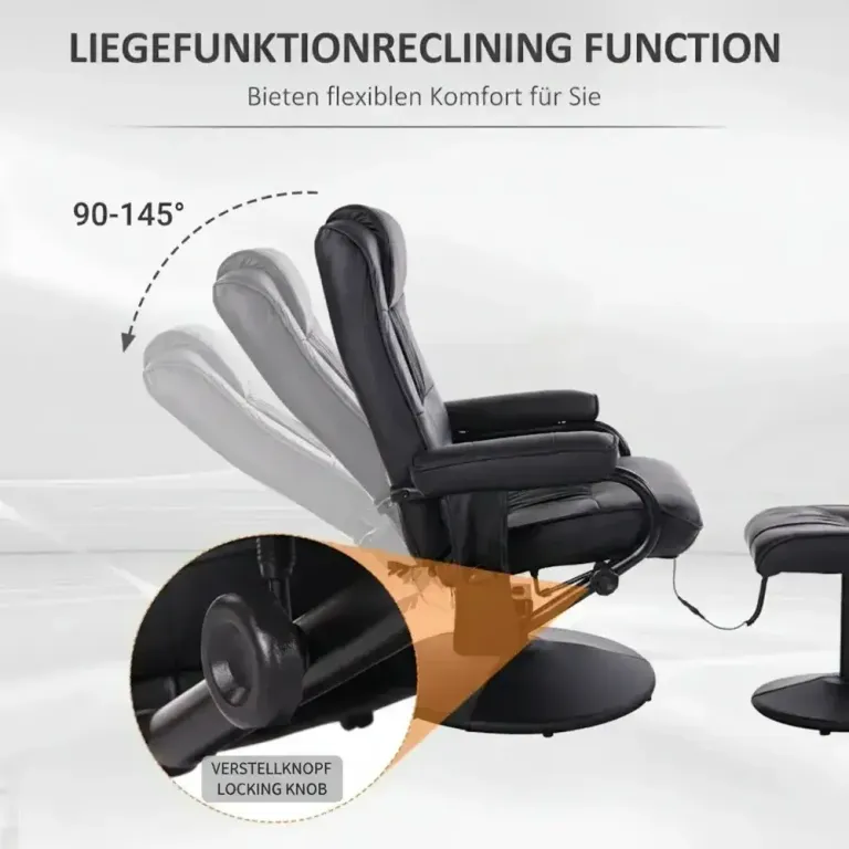 Massagestol med Pall Vridbar Vilstol med Massagefunktion Fotstöd