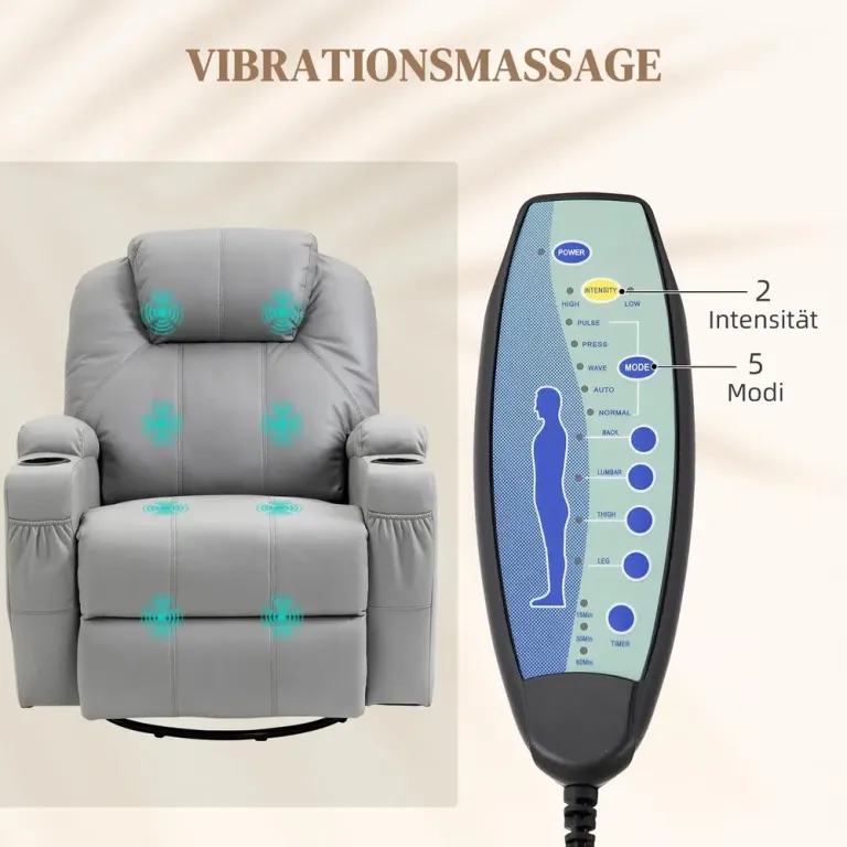 Massagestol med Ståhjälp Grå av Tyg och Metall Amningsstol Fotstöd
