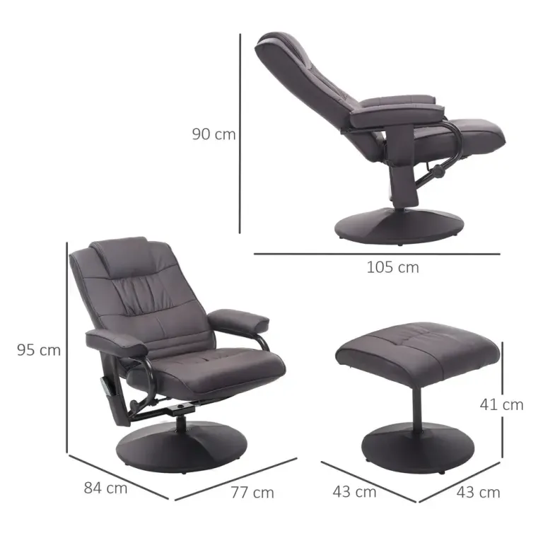 Massagestol TV-Stol Brun av Konstläder och Metall Elektrisk Fotpall