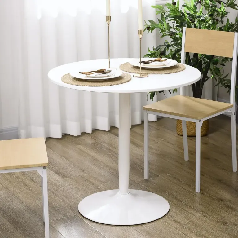 Matbord för 2 Personer med Rund Bordsskiva Runt Stål