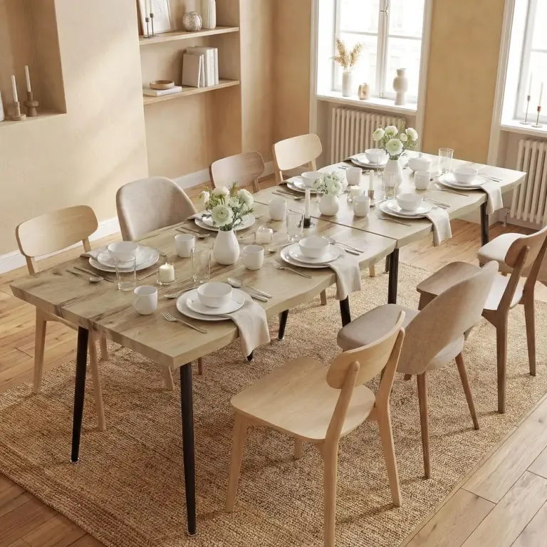 Matbord för 4 Personer i Nordisk med Stålben Hållbar 110 cm Naturlig