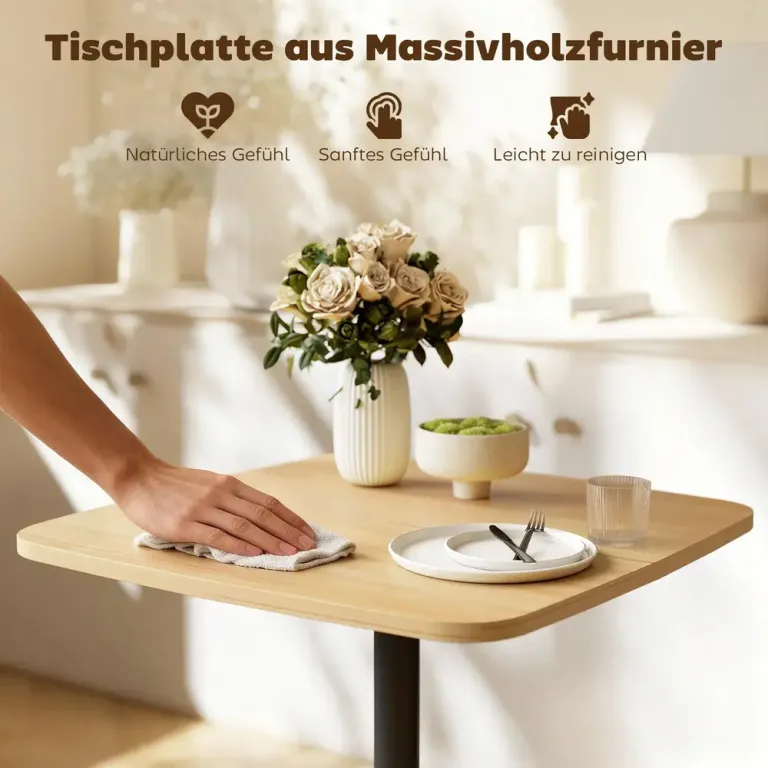 Matbord Kvadratiskt Natur och Svart Stål MDF-Skiva 60 cm Litet