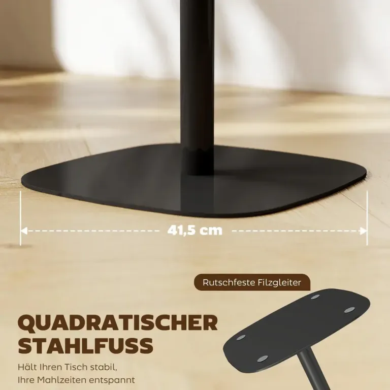 Matbord Kvadratiskt Natur och Svart Stål MDF-Skiva 60 cm Litet