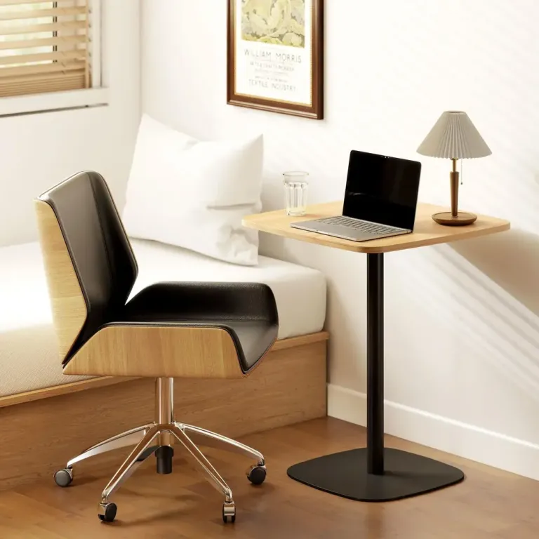 Matbord Kvadratiskt Natur och Svart Stål MDF-Skiva 60 cm Litet