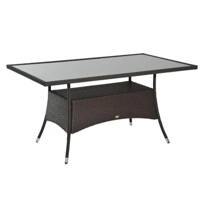 Trädgårdsbord med Glasskiva i Konstrotting 150x85 cm