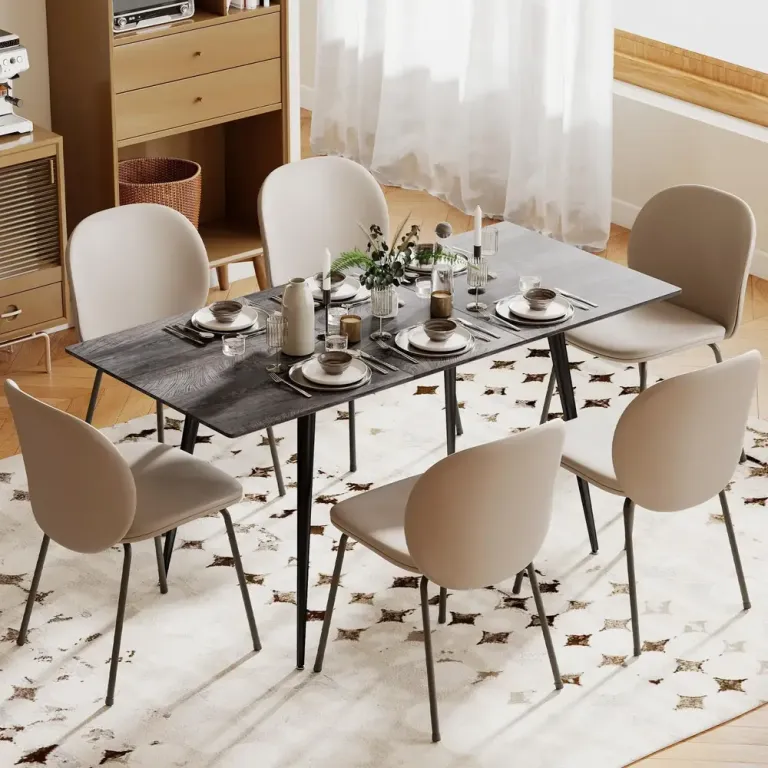 Matbord Utdragbart Grå MDF och Stål Bord med Iläggsskiva Mörkgrått